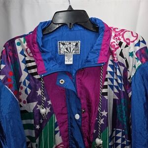 VTG 90s Sunterra Windbreaker Jacket Women's XL Geometric Full Zip